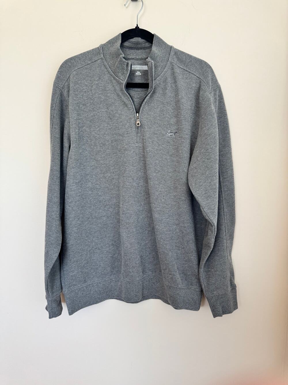 Greg Norman Ribbed Quarter-Zip Sweater Gray Mens Sz M